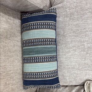 Striped Blue and Gray Accent Pillow